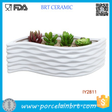 Modern White Ceramic Leaf Shape Design Flower Container
